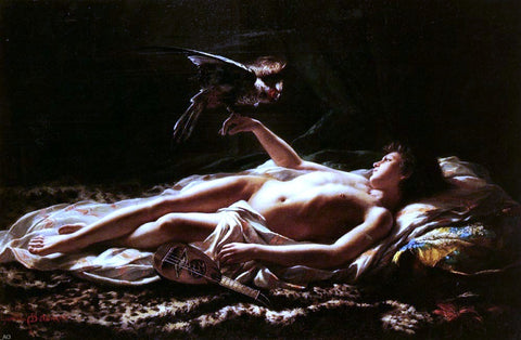  Germain Detanger Nu Masculin Avec Faucon - Hand Painted Oil Painting