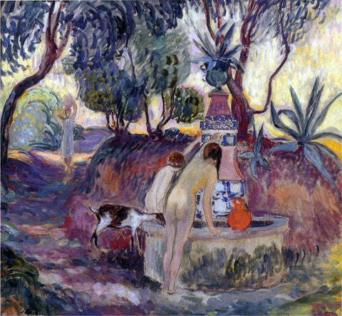  Henri Lebasque Bathers at a Fountain in Saint Tropez - Hand Painted Oil Painting