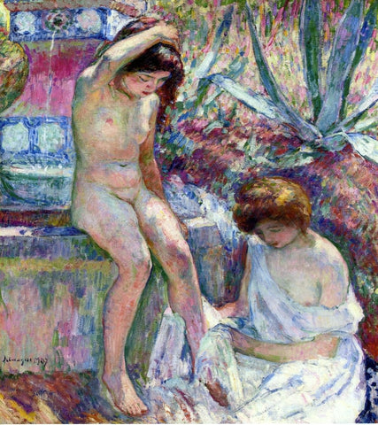  Henri Lebasque Marthe and Madame Lebasque at the Fountain - Hand Painted Oil Painting