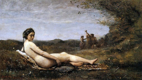  Jean-Baptiste-Camille Corot Repose - Hand Painted Oil Painting