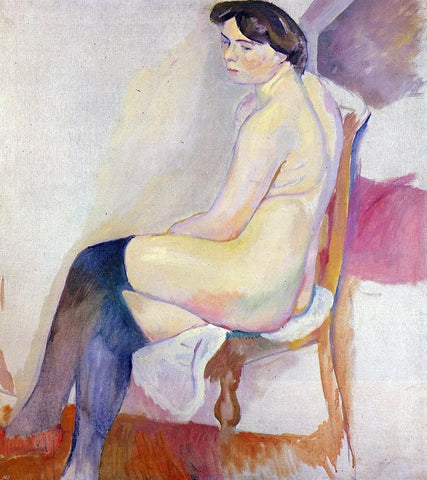  Jules Pascin Seated Nude with Black Stockings - Hand Painted Oil Painting
