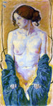  Koloman Moser Female Nude with Blue Shawl - Hand Painted Oil Painting