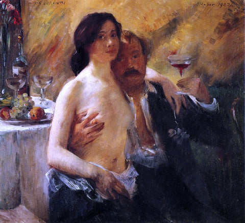  Lovis Corinth Self Portrait with Charlotte Berend and a Glass of Champagne - Hand Painted Oil Painting