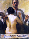  Lovis Corinth Self Portrait with Model - Hand Painted Oil Painting