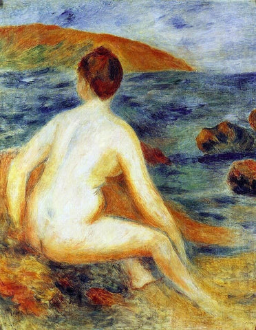  Pierre Auguste Renoir Nude Bather Seated by the Sea - Hand Painted Oil Painting