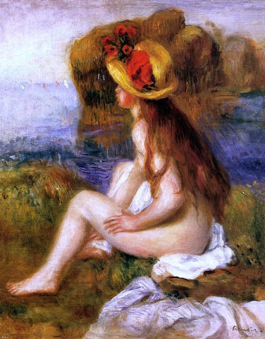  Pierre Auguste Renoir Nude in a Straw Hat - Hand Painted Oil Painting