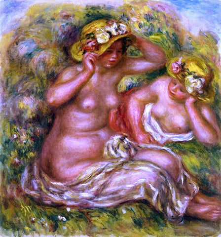  Pierre Auguste Renoir Two Women with Flowered Hat - Hand Painted Oil Painting