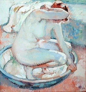  Theo Van Rysselberghe Nu accroupi au tub - Hand Painted Oil Painting