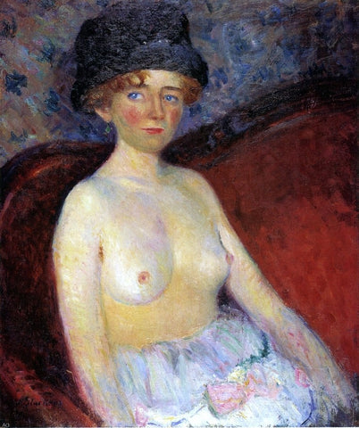  William James Glackens Nude with Hat - Hand Painted Oil Painting