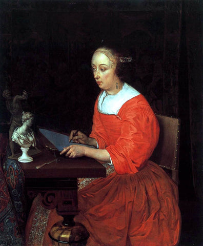  Eglon Van der Neer A Lady Drawing - Hand Painted Oil Painting
