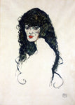  Egon Schiele Portrait of a Woman with Black Hair - Hand Painted Oil Painting