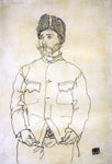  Egon Schiele Russian Prisoner of War with Fur Hat - Hand Painted Oil Painting