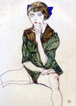  Egon Schiele Sitting Woman in a Green Blouse - Hand Painted Oil Painting