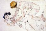  Egon Schiele Two Female Nudes, One Reclining, One Kneeling (also known as The Friends) - Hand Painted Oil Painting