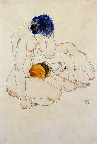  Egon Schiele Two Friends - Hand Painted Oil Painting