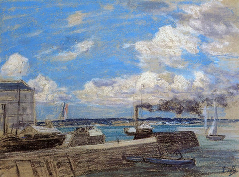  Eugene-Louis Boudin Honfleur, the Port Entrance - Hand Painted Oil Painting