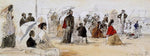  Eugene-Louis Boudin Scene on the Beach - Hand Painted Oil Painting