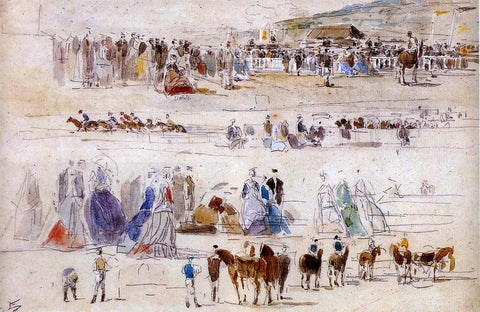  Eugene-Louis Boudin The Racetrack at Deauville - Hand Painted Oil Painting
