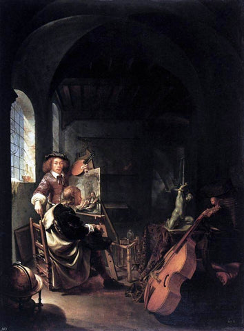  The Elder Frans Van  Mieris The Painter's Studio - Hand Painted Oil Painting