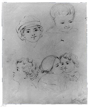 Jr. George Augustus Baker Sketches of Heads (from McGuire Scrapbook) - Hand Painted Oil Painting
