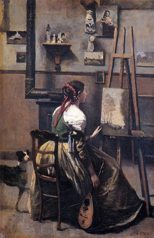  Jean-Baptiste-Camille Corot The Artist's Studio - Hand Painted Oil Painting