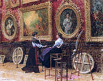 Louis Beroud A Copiests, Musee du Louvre - Hand Painted Oil Painting