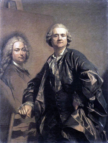  Louis Michel Van Loo The Artist with a Portrait of his Father - Hand Painted Oil Painting