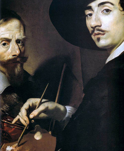  Nicolas Regnier Self-Portrait with a Portrait on an Easel (detail) - Hand Painted Oil Painting