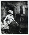  Rembrandt Van Rijn Woman Seated Before a Dutch Stove - Hand Painted Oil Painting