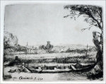 Rembrandt Van Rijn The Landscape with a Canal and Large Boat - Hand Painted Oil Painting