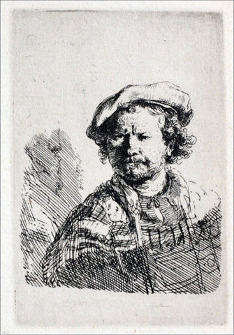  Rembrandt Van Rijn Rembrandt with a Flat Cap and Slashed Vest - Hand Painted Oil Painting
