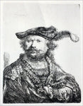  Rembrandt Van Rijn Rembrandt with Mezetin Cap and Feather - Hand Painted Oil Painting