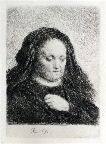  Rembrandt Van Rijn Rembrandt's Mother in a Black Dress, as Small Upright Print - Hand Painted Oil Painting