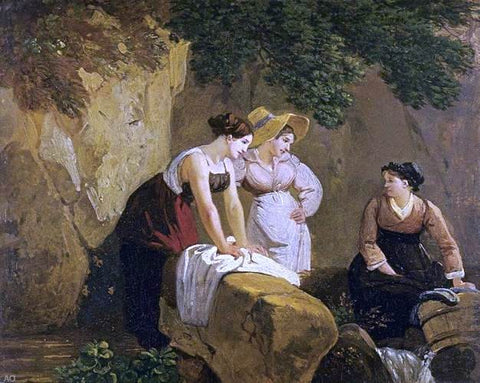 Adam-Wolfgang Topffer Washerwomen in a Grotto - Hand Painted Oil Painting