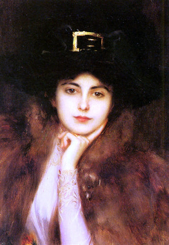  Albert Lynch Portrait of an Elegant Lady - Hand Painted Oil Painting