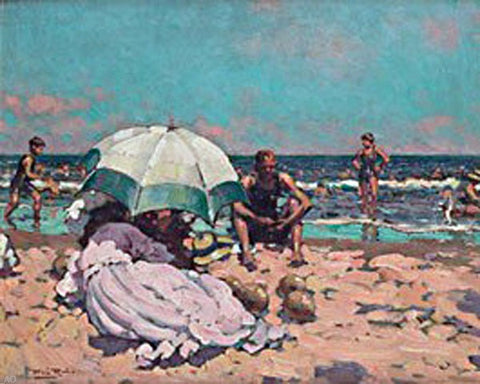  Alberto Pla Y Rubio Dia de Playa - Hand Painted Oil Painting