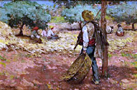  Alberto Pla Y Rubio Hombre en el Campo - Hand Painted Oil Painting