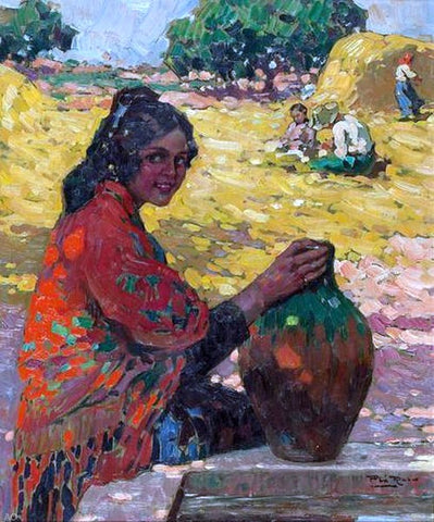  Alberto Pla Y Rubio Mujer con Cantaro - Hand Painted Oil Painting