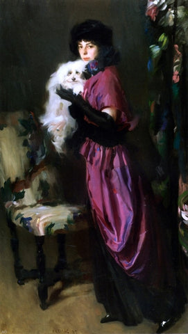  Albrogio Antonio Alciati Elegant Woman with Her Dog - Hand Painted Oil Painting