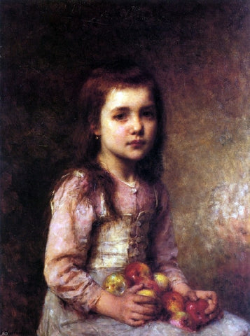  Alexei Alexeievich Harlamoff Portrait of a Young Girl with Apples - Hand Painted Oil Painting