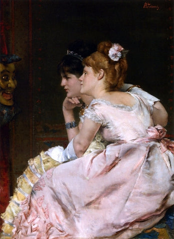  Alfred Emile Leopold Stevens The Japanese Mask (also known as Intrigue) - Hand Painted Oil Painting