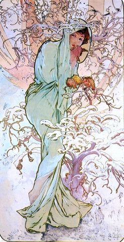  Alphonse Maria Mucha The Four Seasons: Winter - Hand Painted Oil Painting