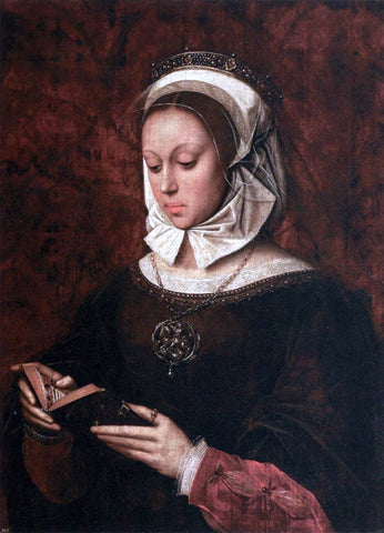  Ambrosius Benson Young Woman in Orison Reading a Book of Hours - Hand Painted Oil Painting