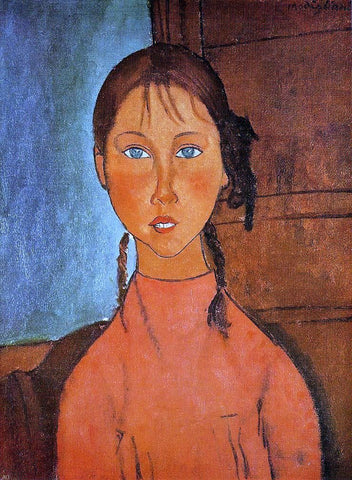  Amedeo Modigliani Girl with Pigtails - Hand Painted Oil Painting