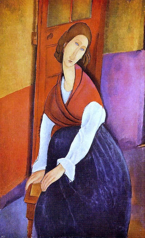  Amedeo Modigliani Jeanne Hebuterne (also known as In Front of a Door) - Hand Painted Oil Painting