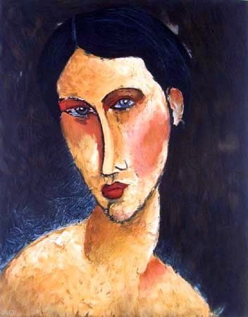  Amedeo Modigliani Young Girl with Blue Eyes (also known as Jeune femme aux yeux bleus) - Hand Painted Oil Painting