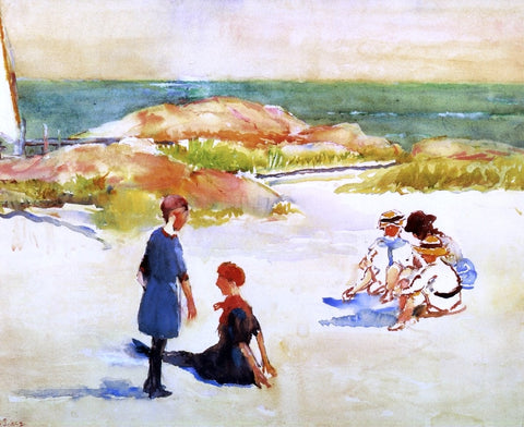  Annie G. Sykes Seaside Play - Hand Painted Oil Painting