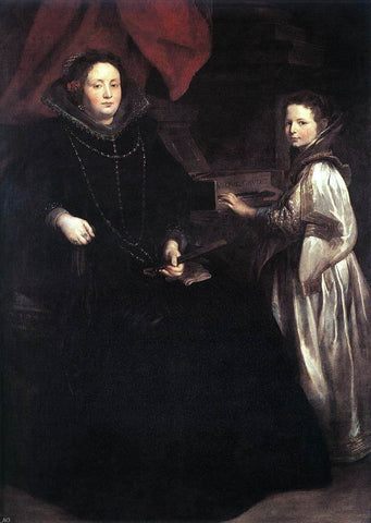  Sir Antony Van Dyck Portrait of Porzia Imperiale and Her Daughter - Hand Painted Oil Painting