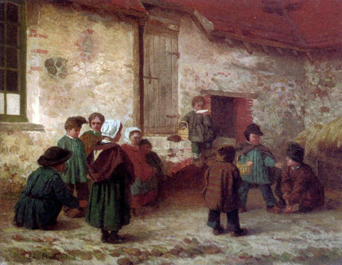  Antoine Joseph Moulinet A Break From School - Hand Painted Oil Painting