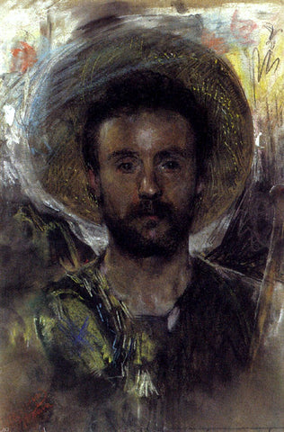  Antonio Mancini Self-Portrait - Hand Painted Oil Painting